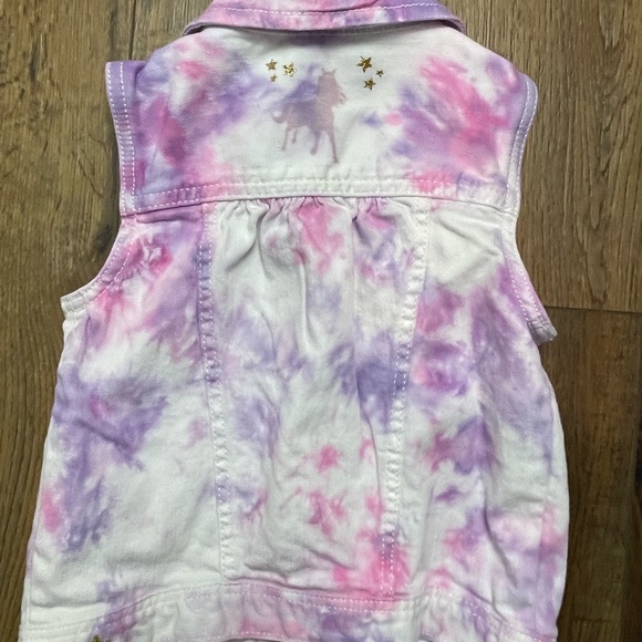 Spirit pink purple tie dye Gap denim vest 4T - Picture 8 of 13